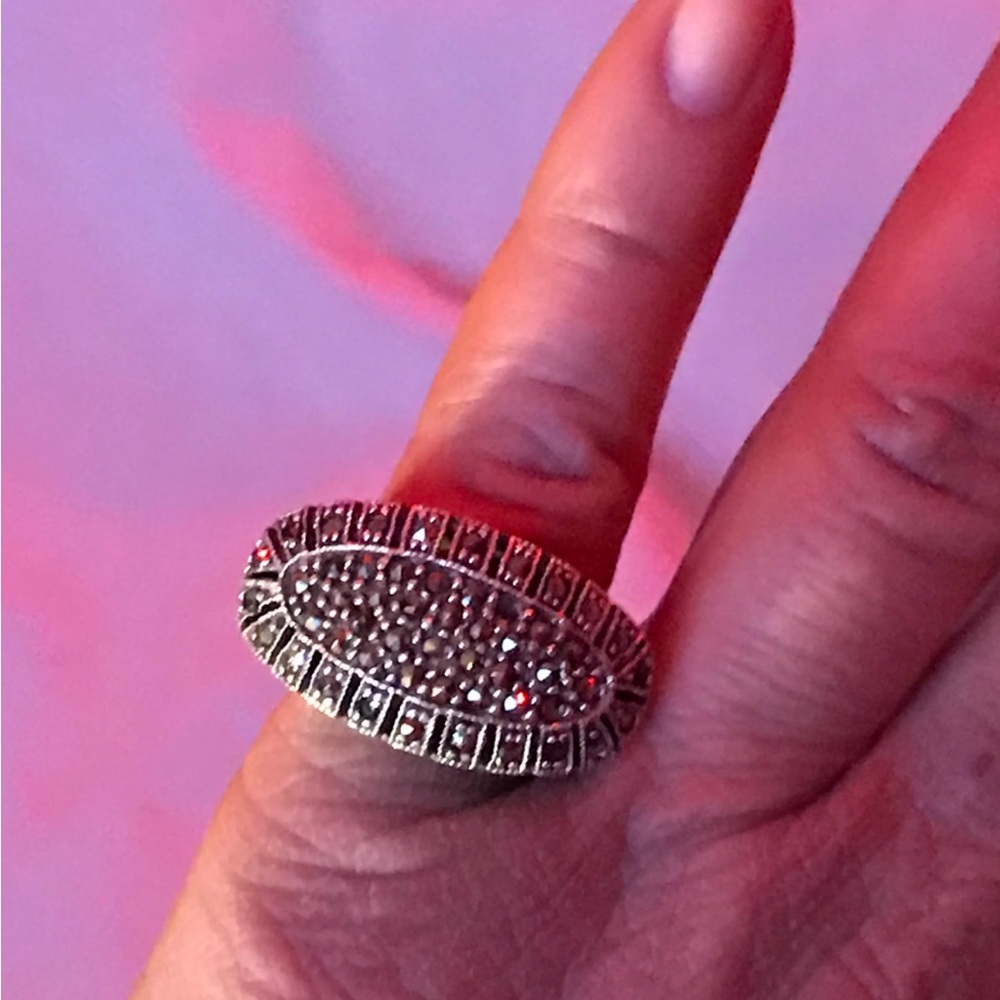 Art Deco Design Silver & Marcasite Ring